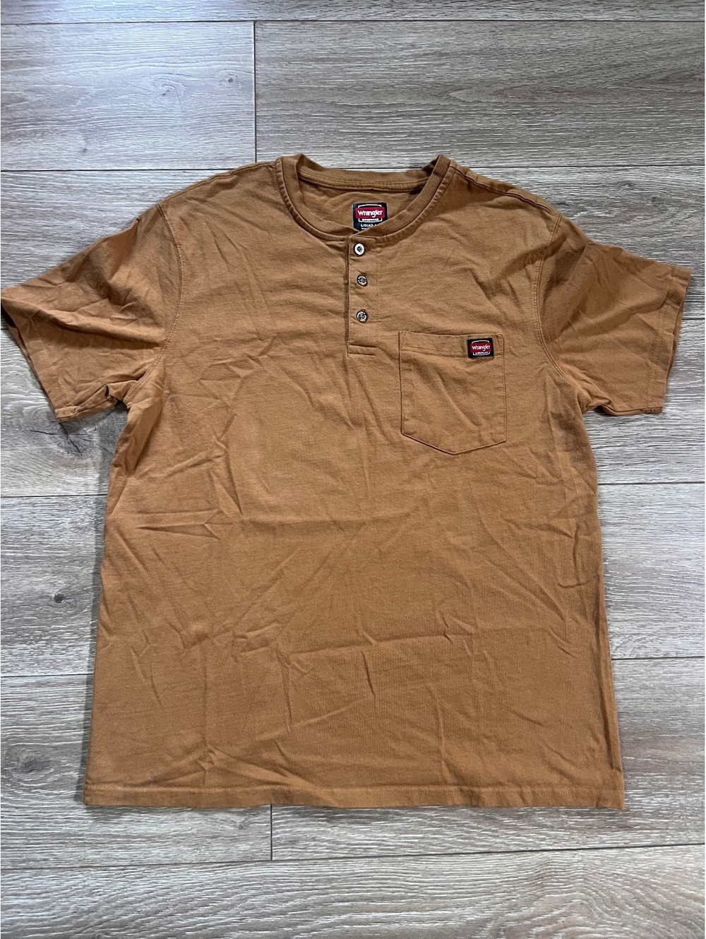 Wrangler Workwear Men's Brown Cotton Henley T-Shirt Size Large